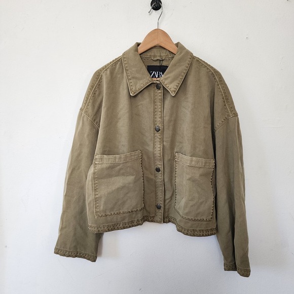 Zara Jackets & Blazers - Zara Oversized Relaxed Fit Oversized Jacket Embroidered Olive Green XL